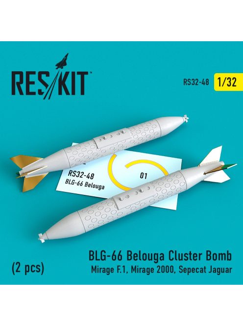 Reskit - BLG-66 Belouga cluster bombs (2 pcs) (Mirage F.1, Mirage 2000, Sepecat Jaguar) (1/32)