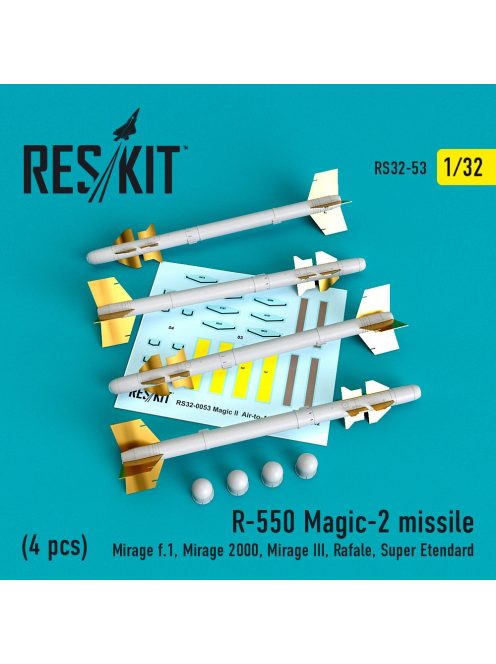 Reskit - R-550 Magic-2 missiles (4 pcs) (Mirage f.1, Mirage 2000, Mirage III, Rafale, Super Etendard) (1/32)