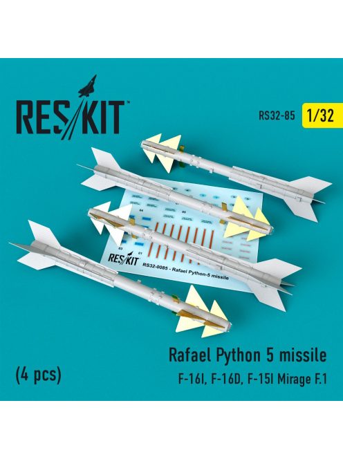 Reskit - Python 5 missiles (4 pcs)  (F-16I, F-16D, F-15I Mirage F.1) (1/32)