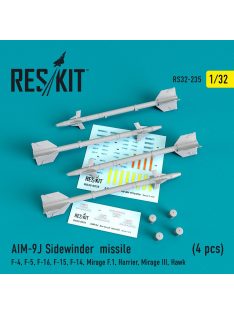   Reskit - AIM-9J Sidewinder missiles (4 pcs) (F-4, F-5, F-16, F-15, F-14, Mirage F.1, Harrier, Mirage III, Haw