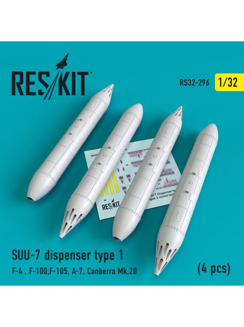 Reskit - SUU-7 dispenserstype 1 (4 pcs) (F-4, F-100, F-105, A-7, Canberra Mk.20) (1/32)