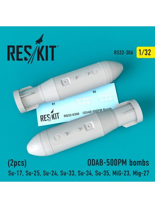 Reskit - ODAB-500PM bombs (2pcs) (Su-17, Su-25, Su-24, Su-33, Su-34, Su-35, MiG-23, MiG-27) (1/32)