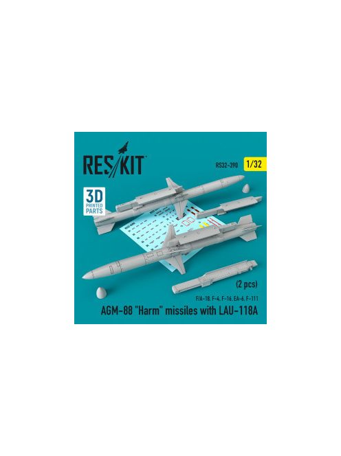 Reskit - AGM-88 "Harm" missiles with LAU-118A (2 pcs) (F/A-18, F-4, F-16, EA-6, F-111) (1/32)