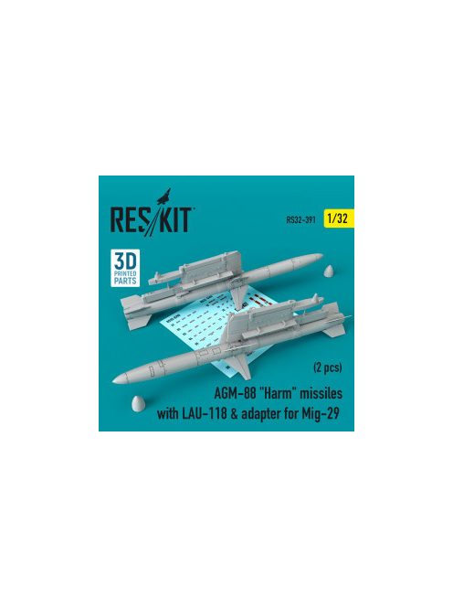 Reskit - AGM-88 "Harm" missiles with LAU-118 & adapter for MiG-29 (2 pcs)  (1/32)