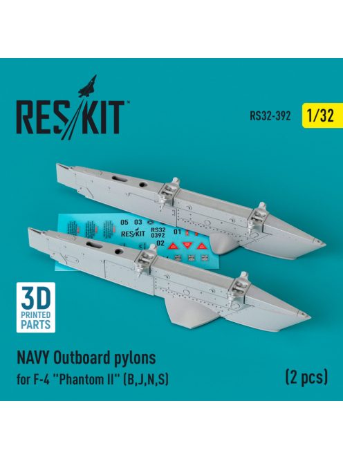 Reskit - NAVY Outboard pylons for F-4 "Phantom II" (B,J,N,S) (2 pcs) (3D Printed) (1/32)