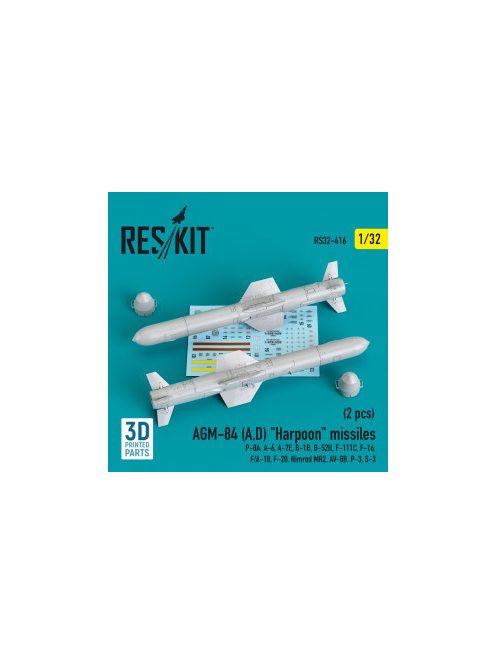 Reskit - AGM-84 (A,D) "Harpoon" missiles (2 pcs) (P-8A, A-6, A-7E, B-1B, B-52H, F-111C, F-16, F/A-18, F-20, N