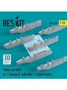   Reskit - Pylons for NAVY A-7 "Corsair II" with MAU-11 Bomb Racks (3D Printed) (1/32)