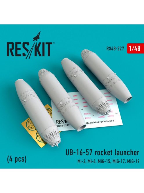 Reskit - UB-16-57 rocket launchers (4 pcs) Mi-2, Mi-4, MiG-15, MiG-17, MiG-19 (1/48)