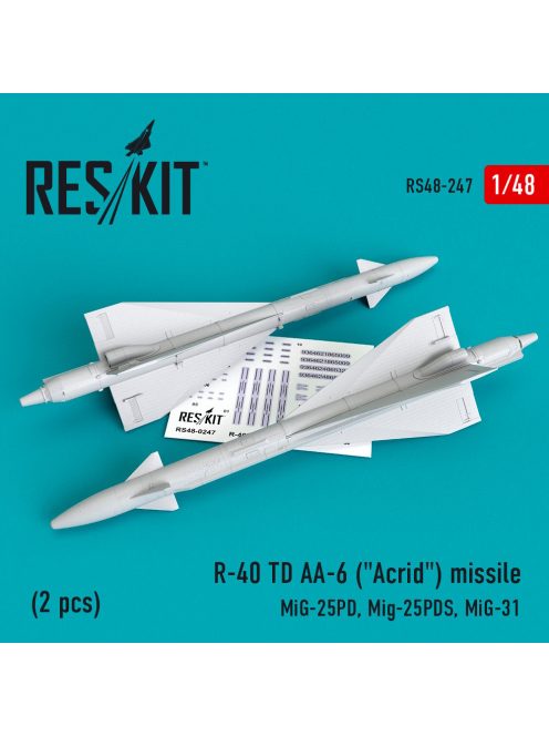 Reskit - R-40 TD/AA-6 "Acrid" missiles (2 pcs) (MiG-25PD, MiG-25PDS, MiG-31) (1/48)