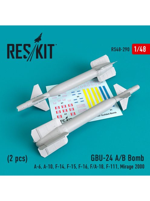 Reskit - GBU-24 (A-B) bombs (2 pcs) (A-6, A-10, F-14, F-15, F-16, F/A-18, F-111, Mirage 2000) (3D Printed) (1