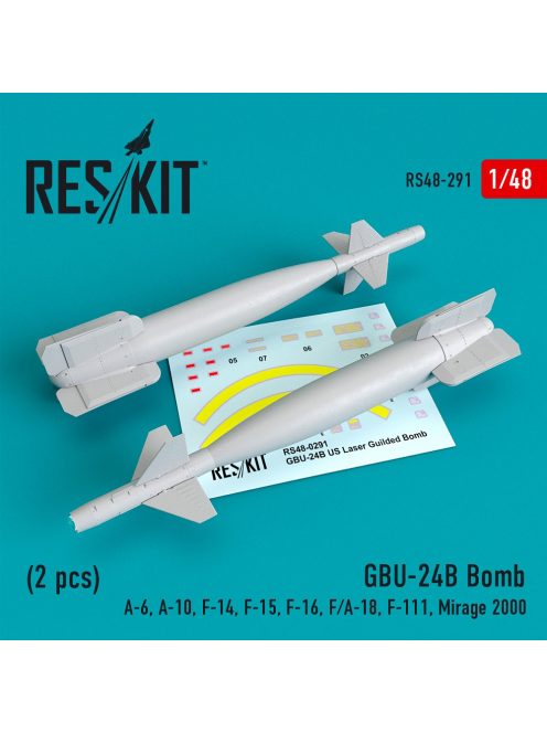 Reskit - GBU-24B bombs (2 pcs) (A-6, A-10, F-14, F-15, F-16, F/A-18, F-111, Mirage 2000) (3D Printed) (1/48)