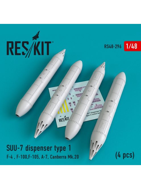 Reskit - SUU-7 dispensers type 1 (4 pcs) (F-4, F-100, F-105, A-7, Canberra Mk.20) (1/48)