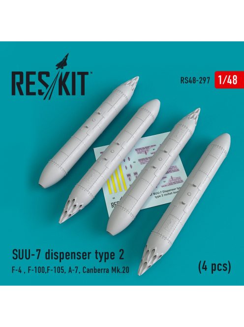 Reskit - SUU-7 dispensers type 2 (4 pcs) (F-4, F-100, F-105, A-7, Canberra Mk.20) (1/48)