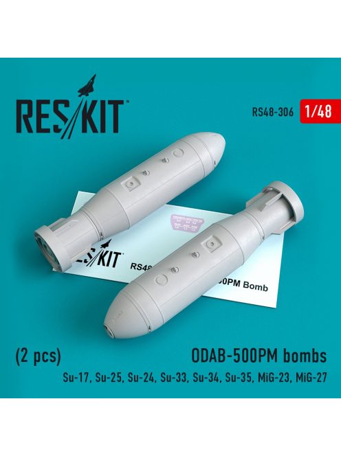 Reskit - ODAB-500PM bombs (2pcs) (Su-17, Su-25, Su-24, Su-33, Su-34, Su-35, MiG-23, MiG-27) (1/48)