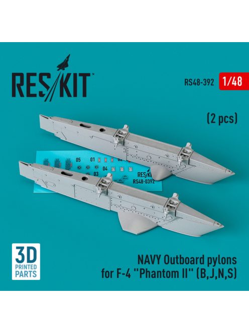 Reskit - NAVY Outboard pylons for F-4 "Phantom II" (B,J,N,S) (2 pcs) (3D Printed) (1/48)