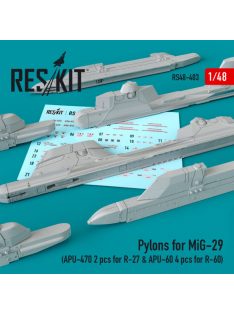   Reskit - Pylons for MiG-29 (APU-470 2 pcs for R-27 & APU-60 4 pcs for R-60) (1/48)