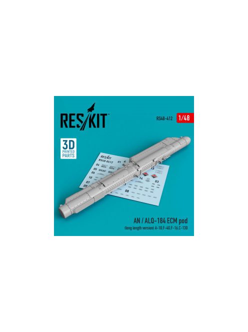 Reskit - AN / ALQ-184 ECM pod (long length version) (A-10,F-4G,F-16,C-130) (3D Printed) (1/48)