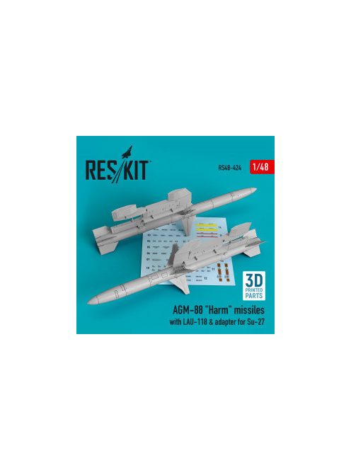 Reskit - AGM-88 "Harm" missiles with LAU-118 & adapter for Su-27 (2 pcs) (1/48)