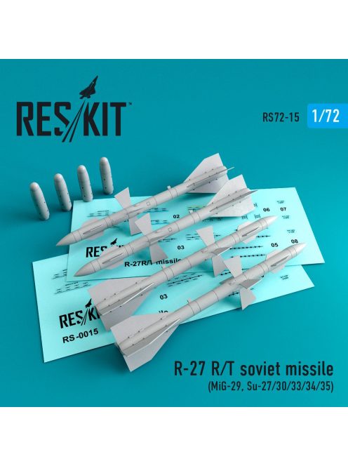 Reskit - R-27R soviet missiles (4 pcs) (MiG-29, Su-27/30/33/34/35) (1/72)