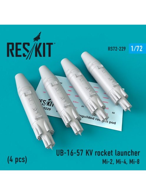 Reskit - UB-16-57 KV rocket launchers (4 pcs) Mi-2, Mi-4, Mi-8 (1/72)