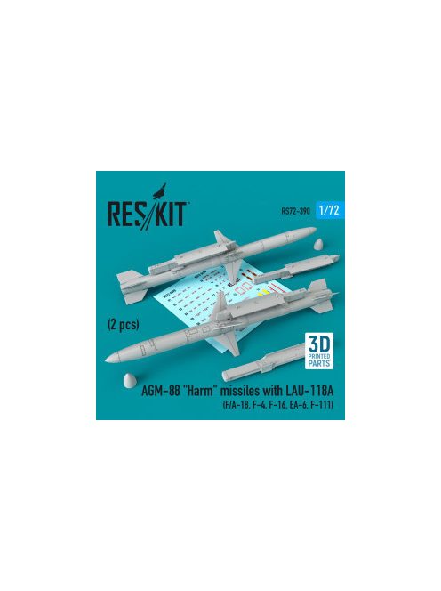 Reskit - AGM-88 "Harm" missiles with LAU-118A (2 pcs) (F/A-18, F-4, F-16, EA-6, F-111) (1/72)