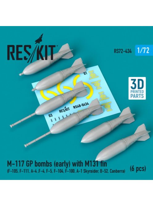 Reskit - M-117 GP bombs (early) with M131 fin (6 pcs) (F-105, F-111, A-4 ,F-4, F-5, F-104, F-100, A-1 Skyraid