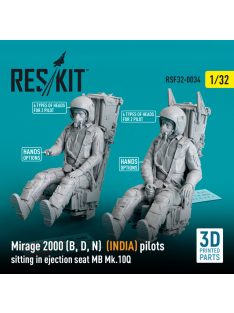   Reskit - Mirage 2000 (B, D, N) (INDIA) pilots sitting in ejection seat MB Mk.10Q (2 pcs) (3D Printed) (1/32)