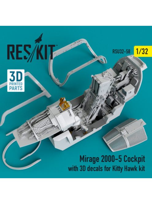 Reskit - Mirage-2000-5 cockpit with 3D decals for Kitty Hawk kit (1/32)