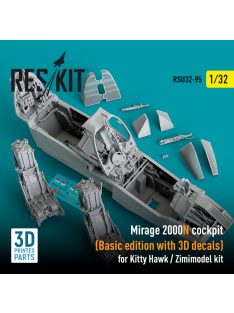   Reskit - Mirage 2000N cockpit (Basic edition with 3D decals)  for Kitty Hawk / Zimimodel kit (3D Printed) (1/