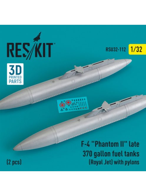 Reskit - F-4 "Phantom II" late 370 gallon fuel tanks (Royal Jet) with pylons (2 pcs) (3D Printed) (1/32)