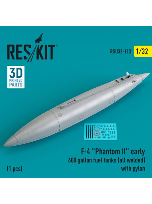 Reskit - F-4 "Phantom II" early 600 gallon fuel tanks (all welded) with pylon (1 pcs) (3D Printed) (1/32)