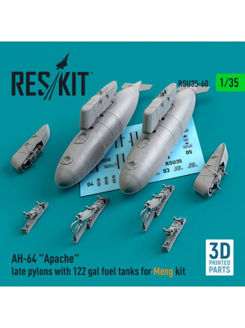 Reskit - AH-64 "Apache" late pylons with 122 gal fuel tanks for Meng kit (3D Printed) (1/35)