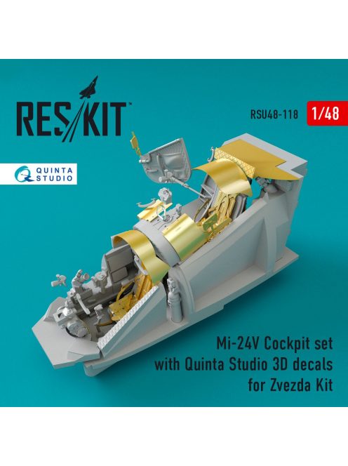 Reskit - Mi-24V Cockpit set with Kelik 3D decals for Zvezda kit (1/48)