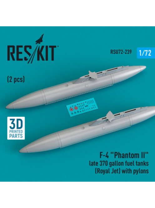 Reskit - F-4 "Phantom II" late 370 gallon fuel tanks (Royal Jet) with pylons (2 pcs) (3D Printed) (1/72) 