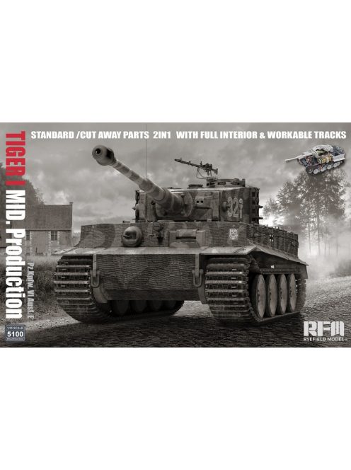 Rye Field Model - 1:35 Pz.Kpfw. VI Ausf. E Tiger I Mid. Production Standard/Cut Away Parts 2in1 with full interior & workable tracks - Rye Field Model