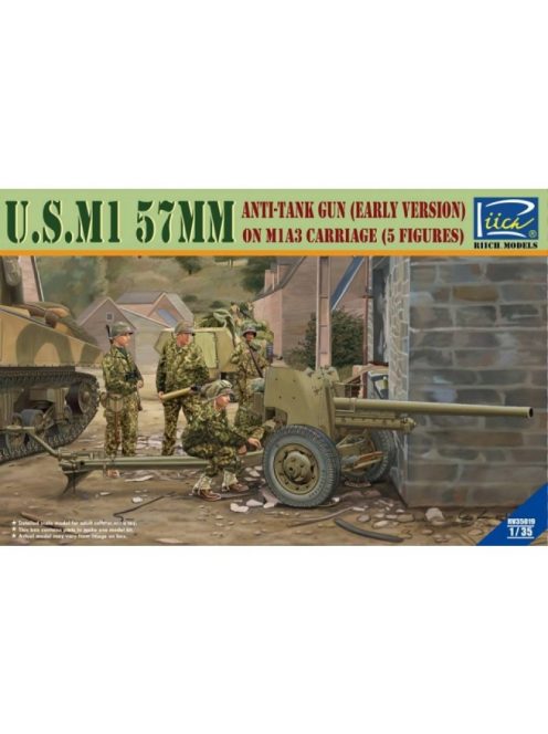 Riich Models - U.S.M1 57mm anti-tank Gun early version on M1A3 Carriage w/Crews (5 figu