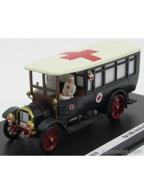 Rio-Models - Fiat 18Bl Autobus Croce Rossa Italiana C.R.I. + 2 Figures 1915 - La Grande Guerra Black Ivory