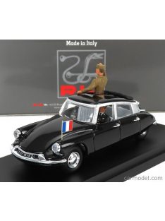   Rio-Models - Citroen Ds19 Cabriolet With General De Gaulle And Driver Figure 1960 Black