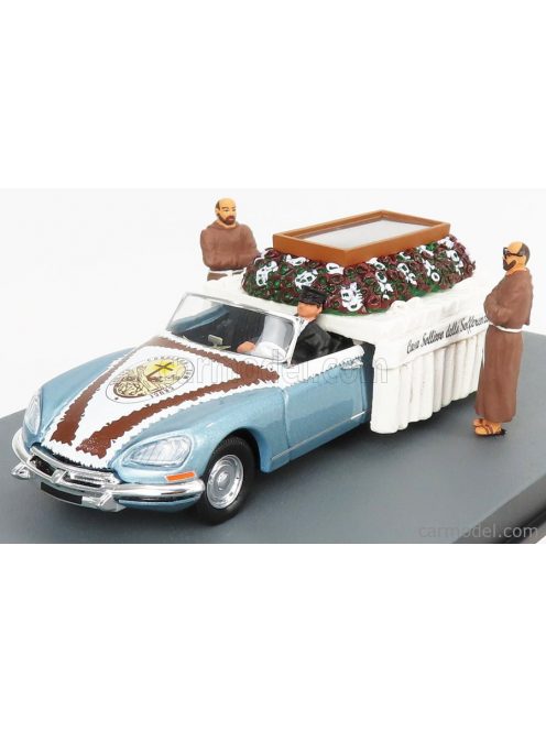 Rio-Models - Citroen Diorama - Ds Special 1968 - Funerale Di Padre Pio 1968 - Hearse - Funeral Car - With Figures Light Blue Met