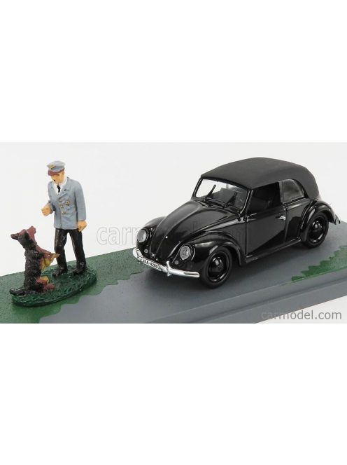 Rio-Models - Volkswagen Beetle Maggiolino Cabriolet Closed Nido Dell'Aquila - Eagle'S Nest 1938 - Hitler And Blondie Dog Black