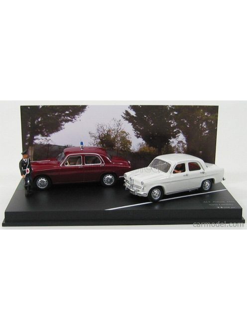 Rio-Models - Alfa Romeo Set Alt Polizia 1956 - 1900 - Giulietta With Figures Bordeaux White