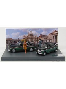   Riomodels - Alfa Romeo Set Taxi Piazza San Pietro Roma 1959 - 1900 Taxi - Fiat 1100 Tv With 3 Figures Black Green