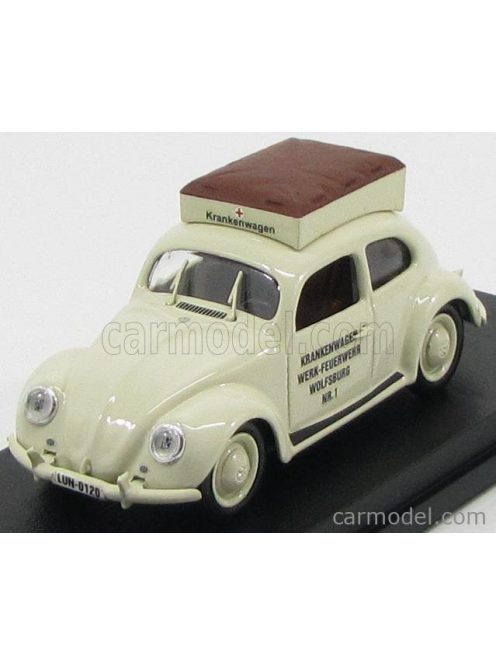 Rio-Models - Volkswagen Beetle Ambulance Pompieri Di Wolfsburg 1950 White