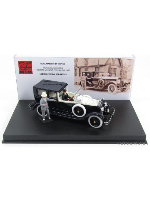 Rio-Models - Isotta Fraschini 8A Torpedo By Fleetwood - Rodolfo Valentino Personal Car - With Figures 1925 Black Ivory