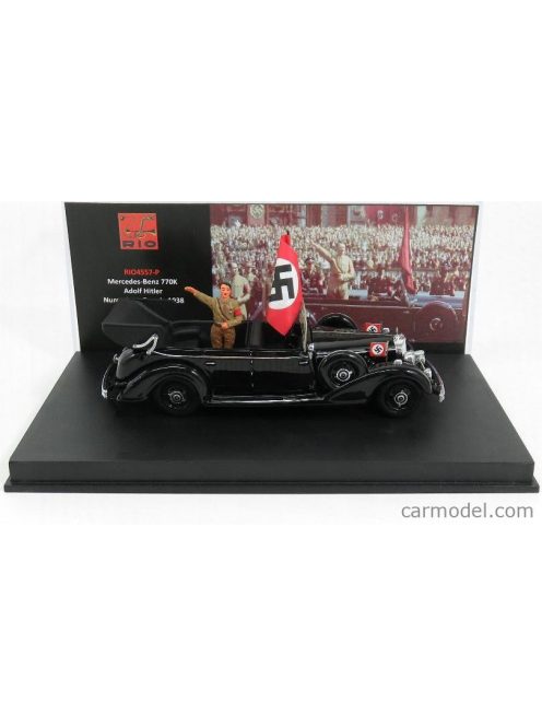 Rio-Models - Mercedes Benz 770K Cabriolet Nuremberg Parade Hitler 1938 With Figure Black