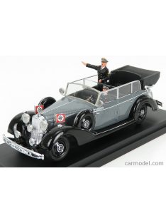   Rio-Models - Mercedes Benz 770K Cabriolet Open 1942 With Hitler And Driver Figures Grey Black