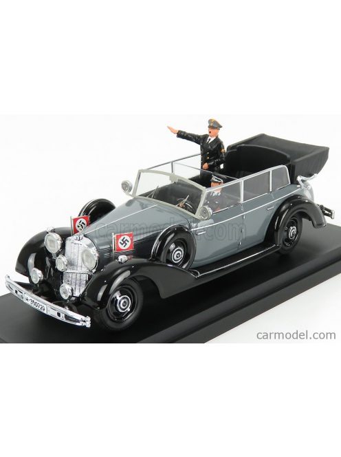 Rio-Models - Mercedes Benz 770K Cabriolet Open 1942 With Hitler And Driver Figures Grey Black