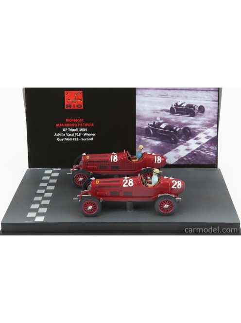 Rio-Models - Alfa Romeo F1 2X P3 Scuderia Ferrari N 18 Winner Tripoli Gp 1934 Varzi + P3 N 28 2Nd Tripoli Gp 1934 Moll Red