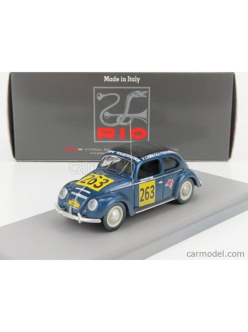 Rio-Models - Volkswagen Beetle Kafer Maggiolino Closed Roof N 263 Rally Panamericana 1954 M.Hinke Blue