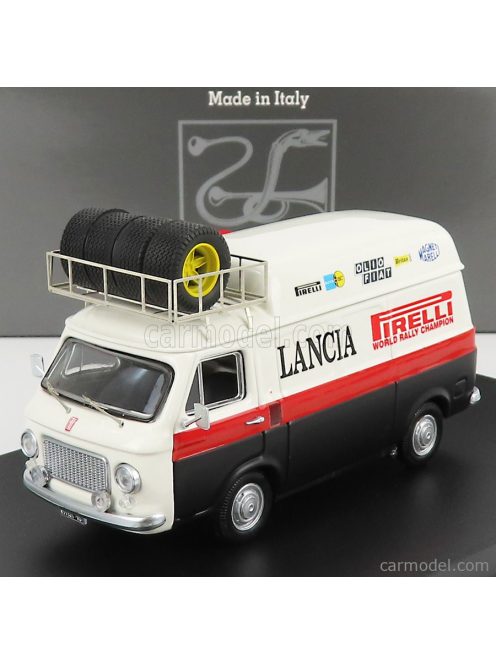 Rio-Models - Fiat 238 Van Tetto Alto Con Portapacchi - High Roof With Rack - Assistenza Rally Lancia 1973 White Red Black